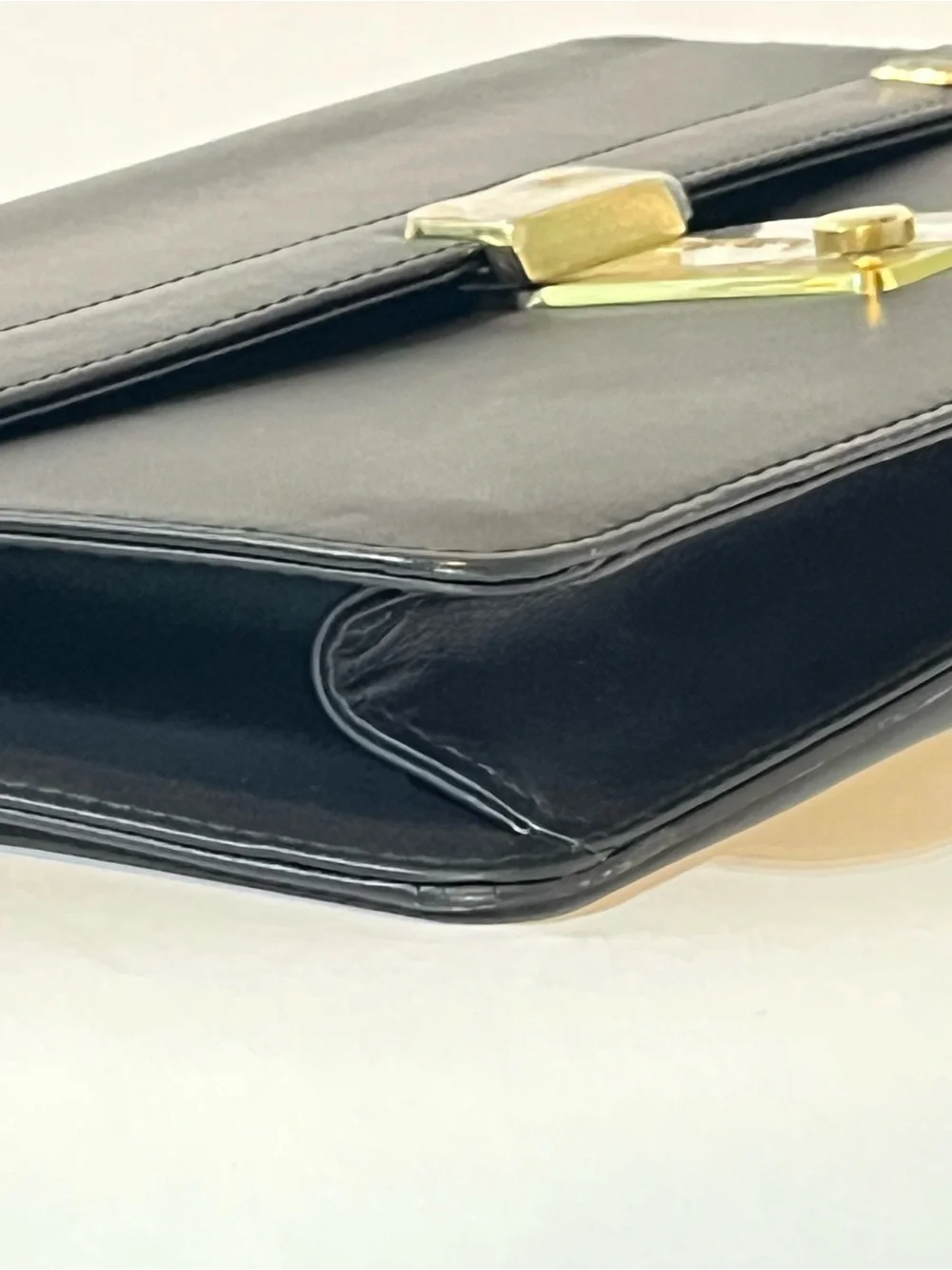 Dunhill Vintage Black Leather Clutch Gold Combination Lock Wristlet 🇮🇹